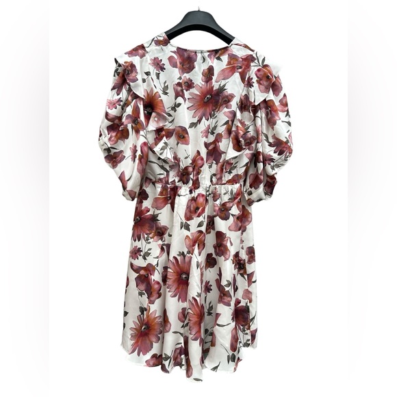 THE KOOPLES Short Wrap Dress with Bold Floral Print Ruffles #Girlcore - Medium - Picture 12 of 16